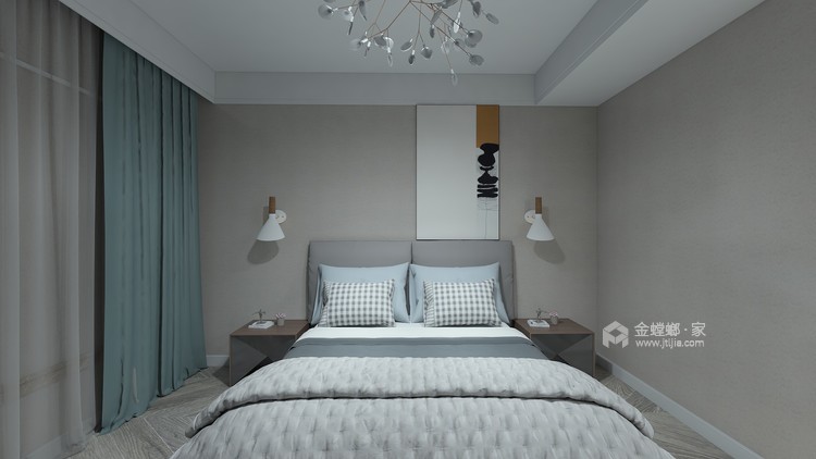 143平米现代风格，采用冷暖搭配，体现出大气时尚-卧室效果图及设计说明