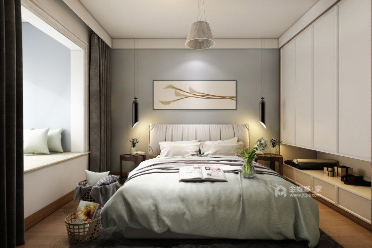 122平安静简约系现代风-卧室效果图及设计说明