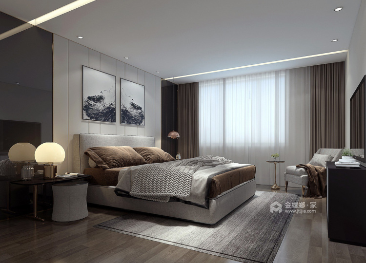 200平双层复式深色现代风格-卧室效果图及设计说明