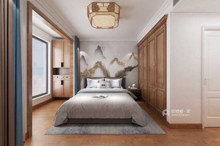 简单清新的新中式-卧室效果图及设计说明
