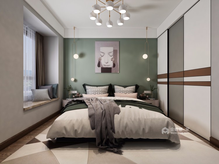 轻奢现代的北欧风-卧室效果图及设计说明