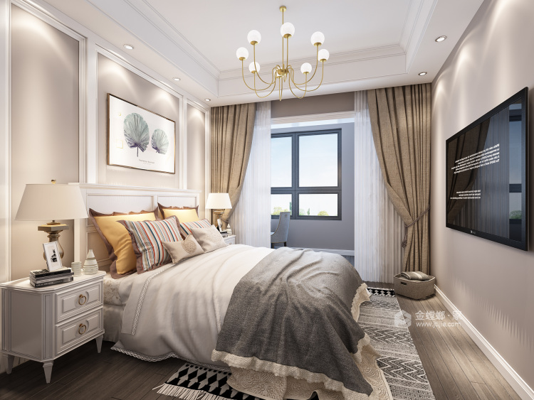 静谧而又精致的127平美式生活-卧室效果图及设计说明
