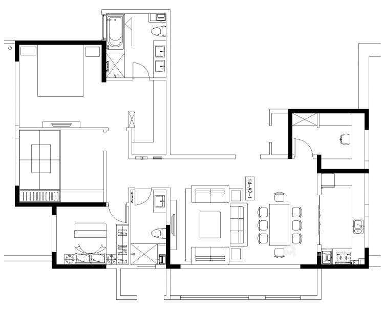 治愈系日式原木风 4室188平-平面设计图及设计说明