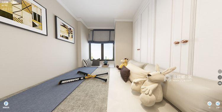 雅致简约现代生活 127平3室-卧室效果图及设计说明