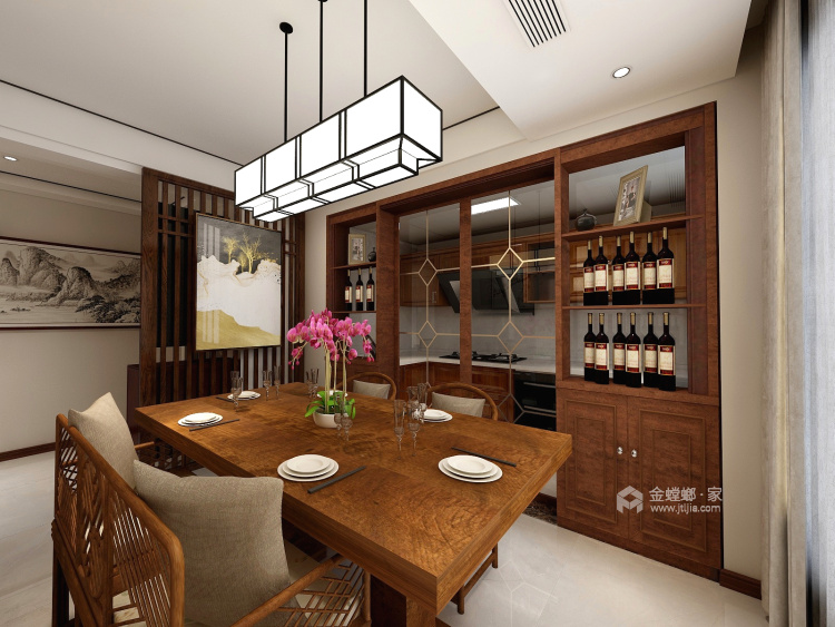 新中式温馨四室美宅-餐厅效果图及设计说明