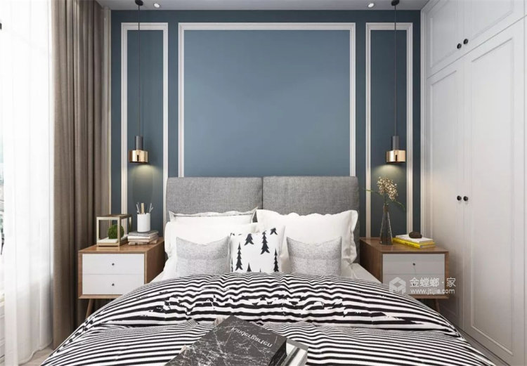 简约时尚的美式137平三居-卧室效果图及设计说明