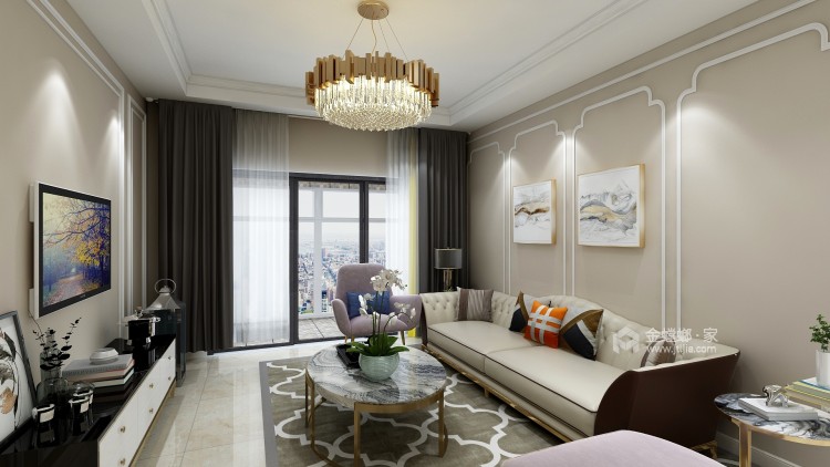 107平 现代风格婚房 品质生活从家开始-客厅效果图及设计说明