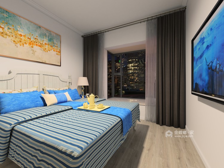现代轻奢风 127平3室-卧室效果图及设计说明
