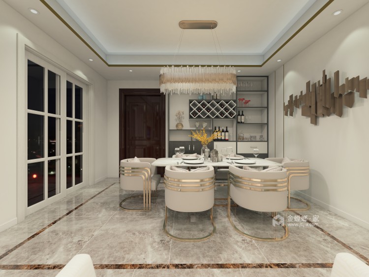 现代轻奢风 127平3室-餐厅效果图及设计说明