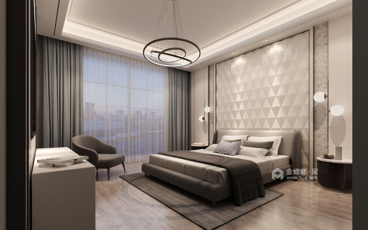 黑白灰系现代雅致大宅-卧室效果图及设计说明