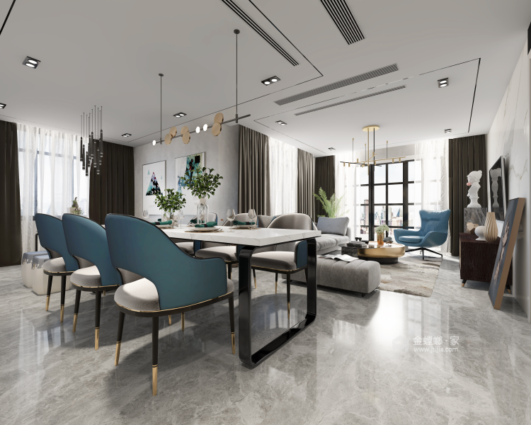 130平现代轻奢华，超大卧室，尽享高品质生活-餐厅效果图及设计说明