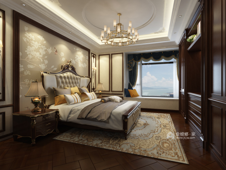 雕梁画栋，190平奢华欧式风-卧室效果图及设计说明