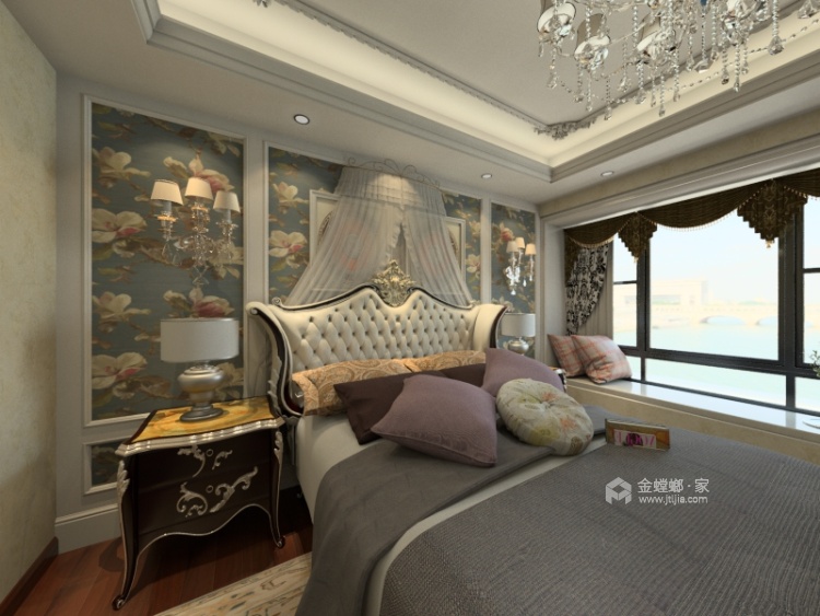 雕梁画栋，190平奢华欧式风-卧室效果图及设计说明
