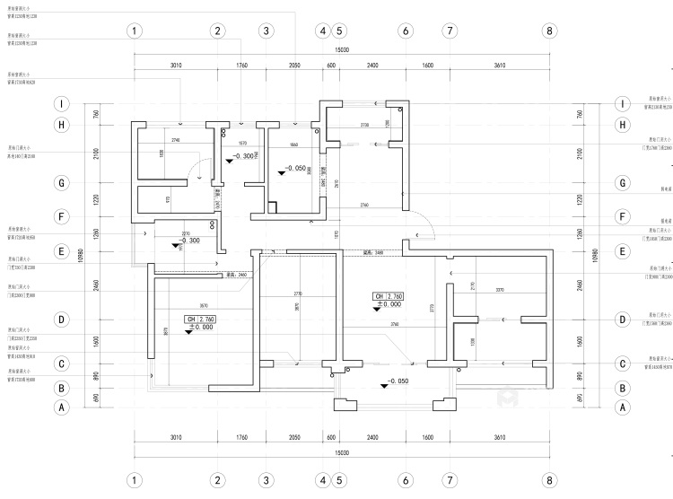明珠城143平美式装修设计效果图-业主需求&原始结构图