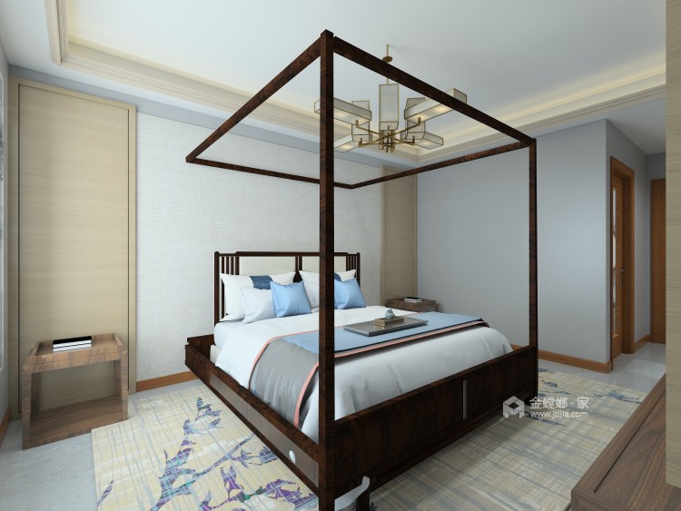 经典舒适新中式，厚重与现代的碰撞-卧室效果图及设计说明