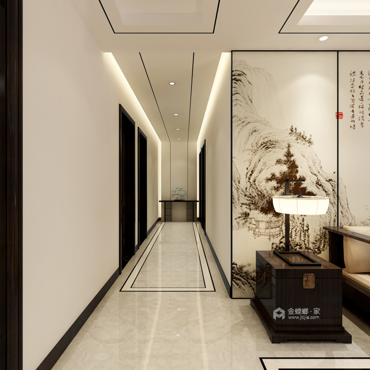 240平新中式，像诗中一样的生活-走廊