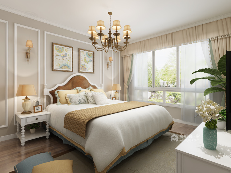 复古的美式表达精致的自由-卧室效果图及设计说明
