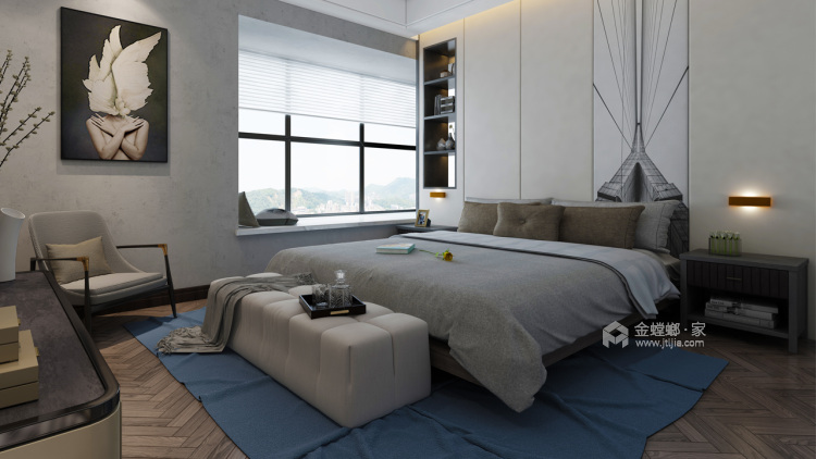 深灰木色江景房，干净奢华有温度-卧室效果图及设计说明