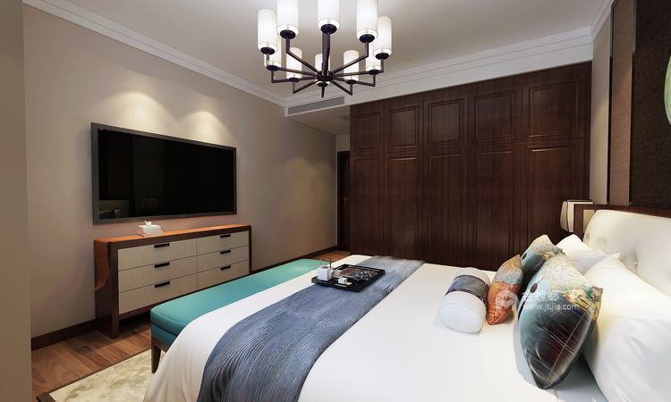 古典优雅与简约大气的新中式-卧室效果图及设计说明