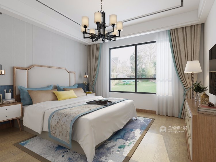 这套新中式没有禅意，只有轻快-卧室效果图及设计说明