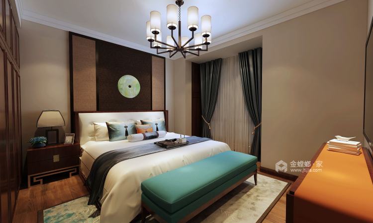 古典优雅与简约大气的新中式-卧室效果图及设计说明