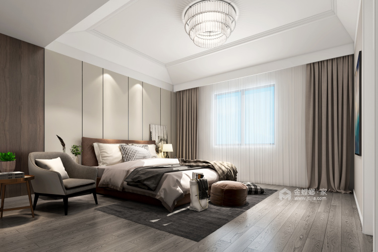 简约、规整，营造出低调简约的家居空间-卧室效果图及设计说明