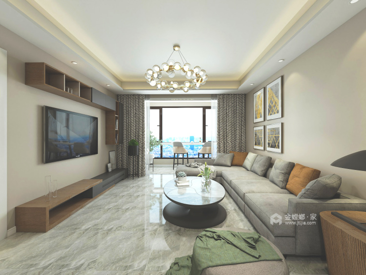 140m² 温馨、简约、大气现代简约三居室-客厅效果图及设计说明