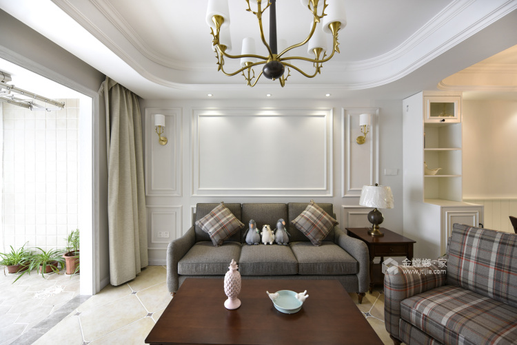 打造浓郁美式风情的113平温馨居室-客厅效果图及设计说明