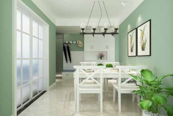 139平米现代家装，清新素雅，开启家居舒适生活-餐厅效果图及设计说明