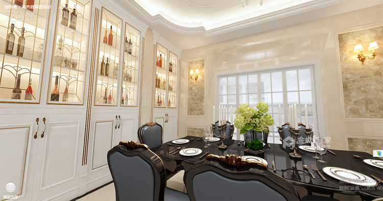 古典欧式风，大气温婉，华于表而秀于内-餐厅效果图及设计说明