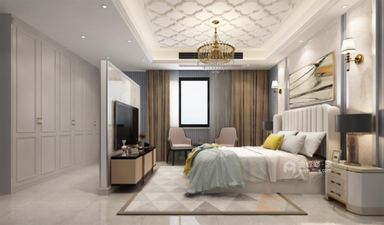 古典欧式风，大气温婉，华于表而秀于内-卧室效果图及设计说明