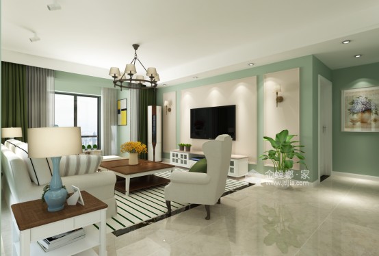 139平米现代家装，清新素雅，开启家居舒适生活-客厅效果图及设计说明