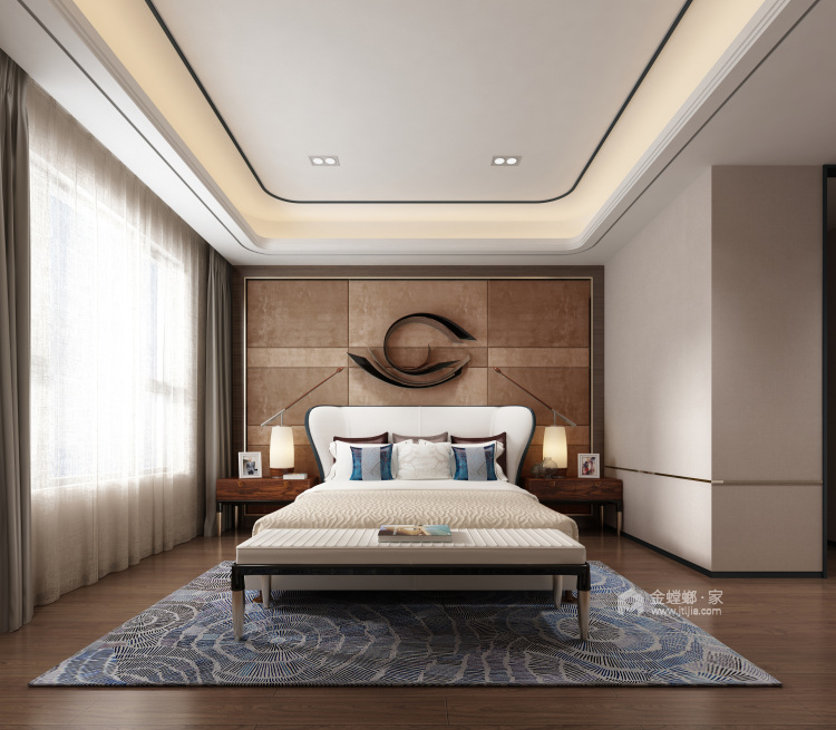 233平别墅，现代轻奢与暖色调的碰撞-卧室效果图及设计说明