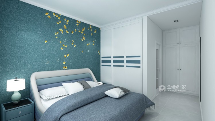 蓝与白的交织，简洁明快，住房也可以这样改-卧室效果图及设计说明
