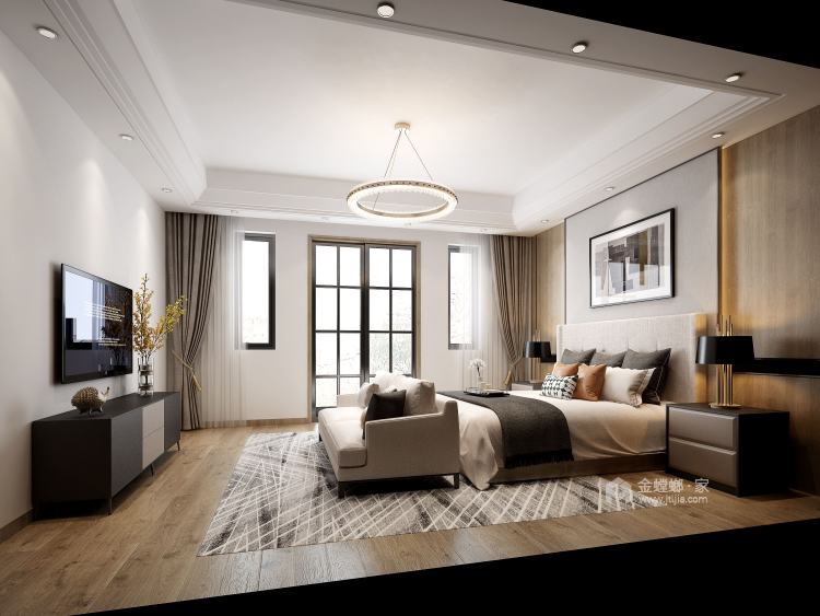410平大别墅，论木质元素如何与现代风融合-卧室效果图及设计说明