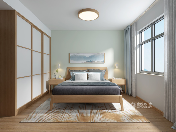 清新明亮日式风情家，阳光和煦如你在身边-卧室效果图及设计说明
