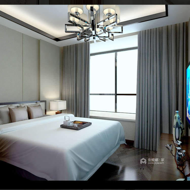 业主高度认同的160平奢华高贵新中式之家-卧室效果图及设计说明