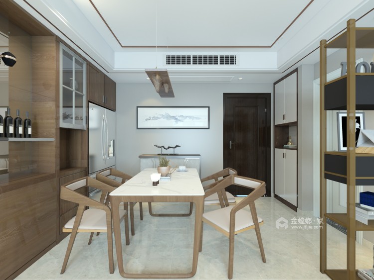 112平清新优雅新中式，居住更舒适-餐厅效果图及设计说明