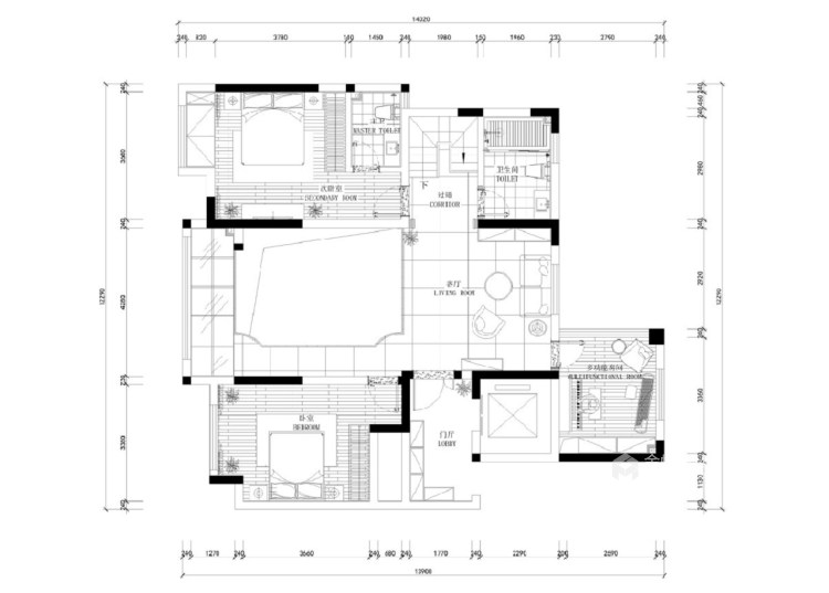 235平书香之门的港式轻奢之家-平面设计图及设计说明