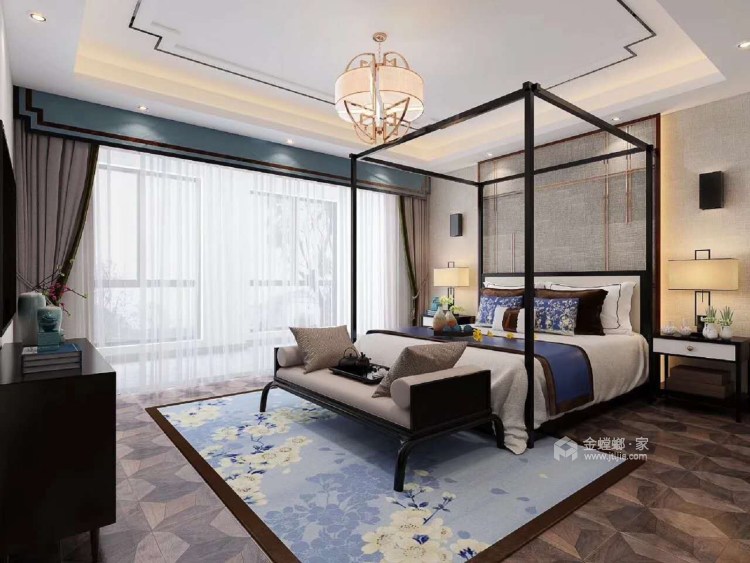 古典风范和现代精神相结合的500平别墅设计-卧室效果图及设计说明