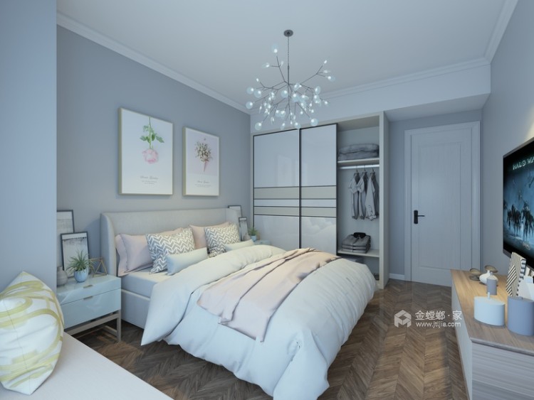 留住设计风格的本真，97平北欧风温馨家-卧室效果图及设计说明