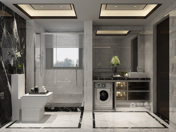 用灰色海吉布设计一个精致与轻奢的1室家-卫生间