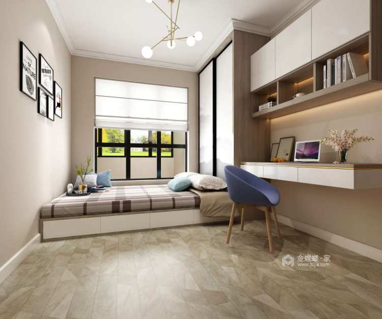 135平暖色调的现代轻奢风-卧室效果图及设计说明
