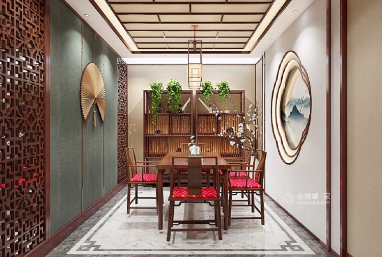 闲适舒服的茶室，体现大气端重的传统中国风-茶室效果图及设计说明