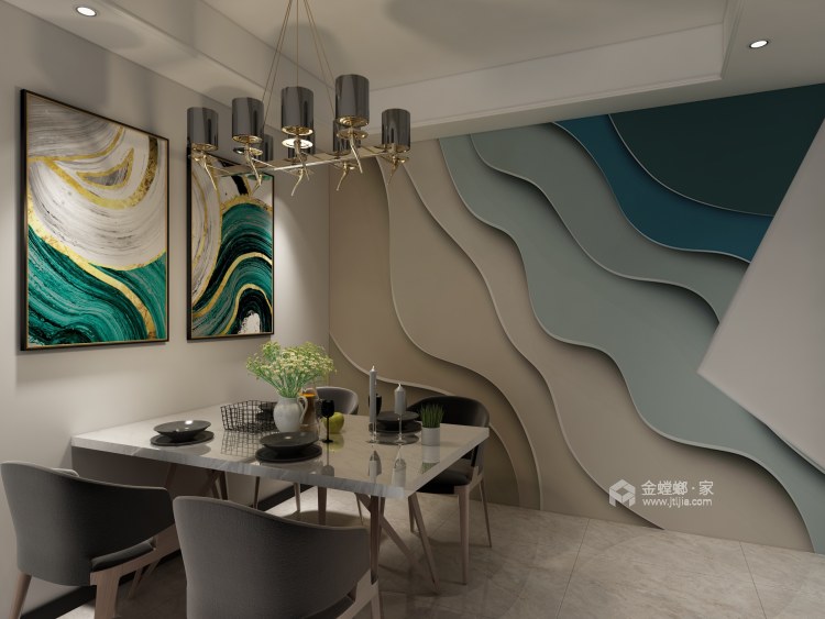 107平现代简约风格设计-餐厅效果图及设计说明