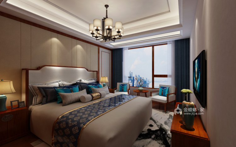 220平奢华高档中式风-卧室效果图及设计说明