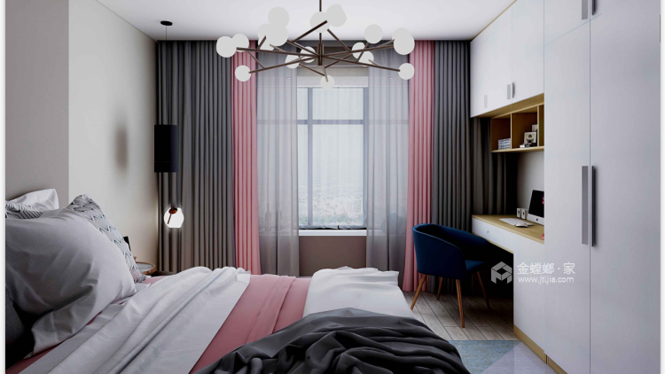 188平大户型现代与北欧结合-卧室效果图及设计说明