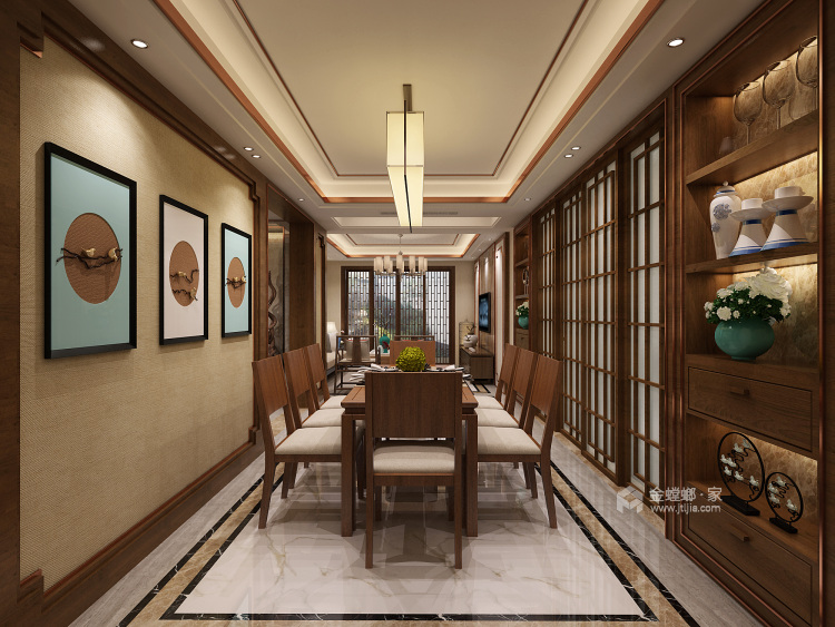 140平素雅朴实新中式-餐厅效果图及设计说明