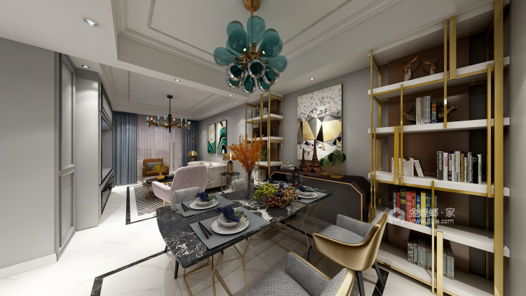 80平两室一厅欧式风格-餐厅效果图及设计说明