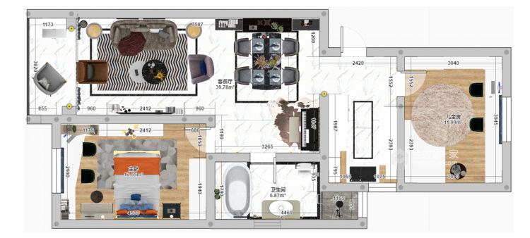 80平两室一厅欧式风格-平面设计图及设计说明